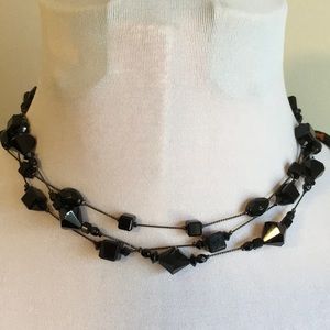 Black crystal 3 row Dabby Reid necklace